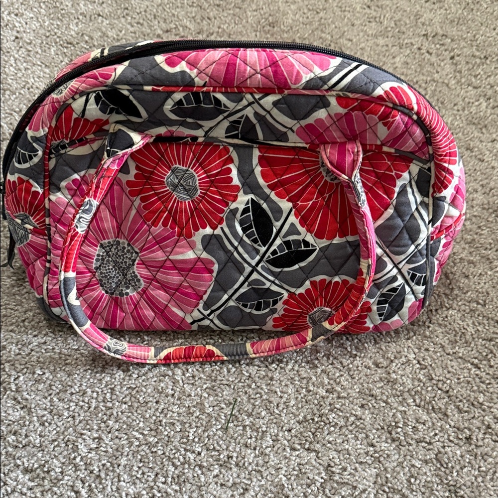 Vera Bradley Pink and Gray Floral Cosmetic Bag